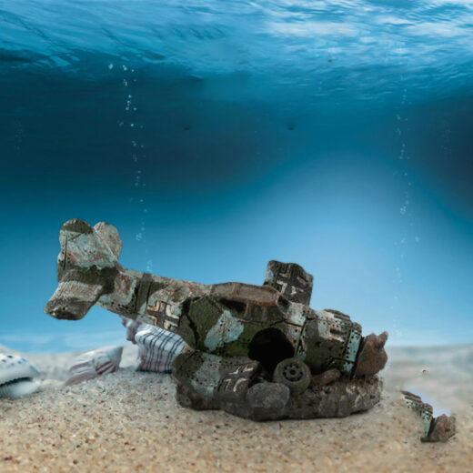 Resin Aircraft Wreck Aquarium Ornament – 8 cm