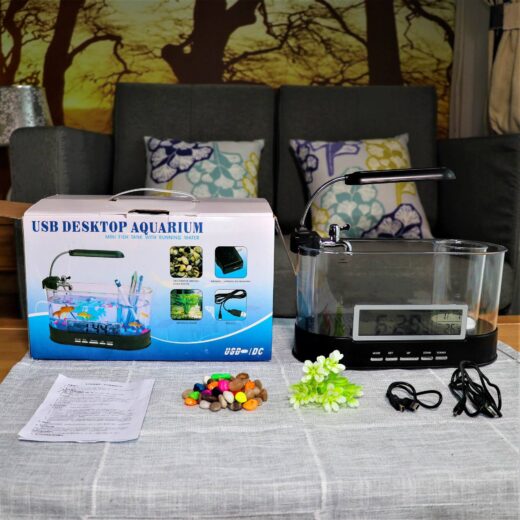 USB Desktop Mini Aquarium with Clock & Pen Holder