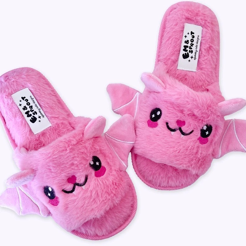 Halloween Shoes Cute Bat Slippers With Wings Winter Warm Home Slippers Women Men - Image 4