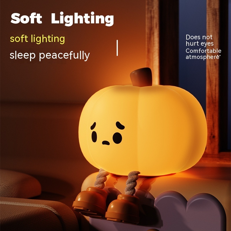 Pumpkin Lamp Small Night Lamp Halloween Silicone Pat Lamp Ambience Light - Image 6
