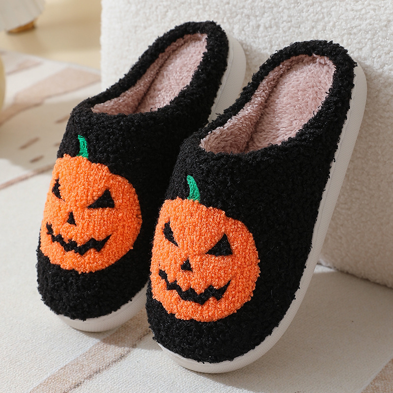 Halloween Pumpkin Cartoon Slippers Warm Winter Slippers Men And Women Couples Indoor House Shoes - Image 8
