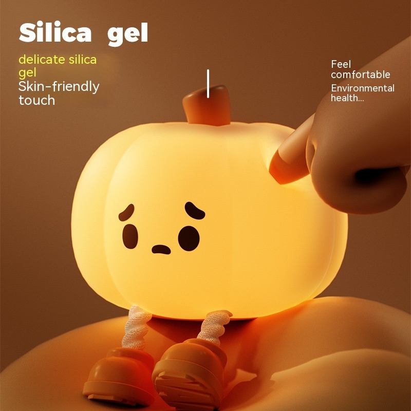 Pumpkin Lamp Small Night Lamp Halloween Silicone Pat Lamp Ambience Light - Image 4