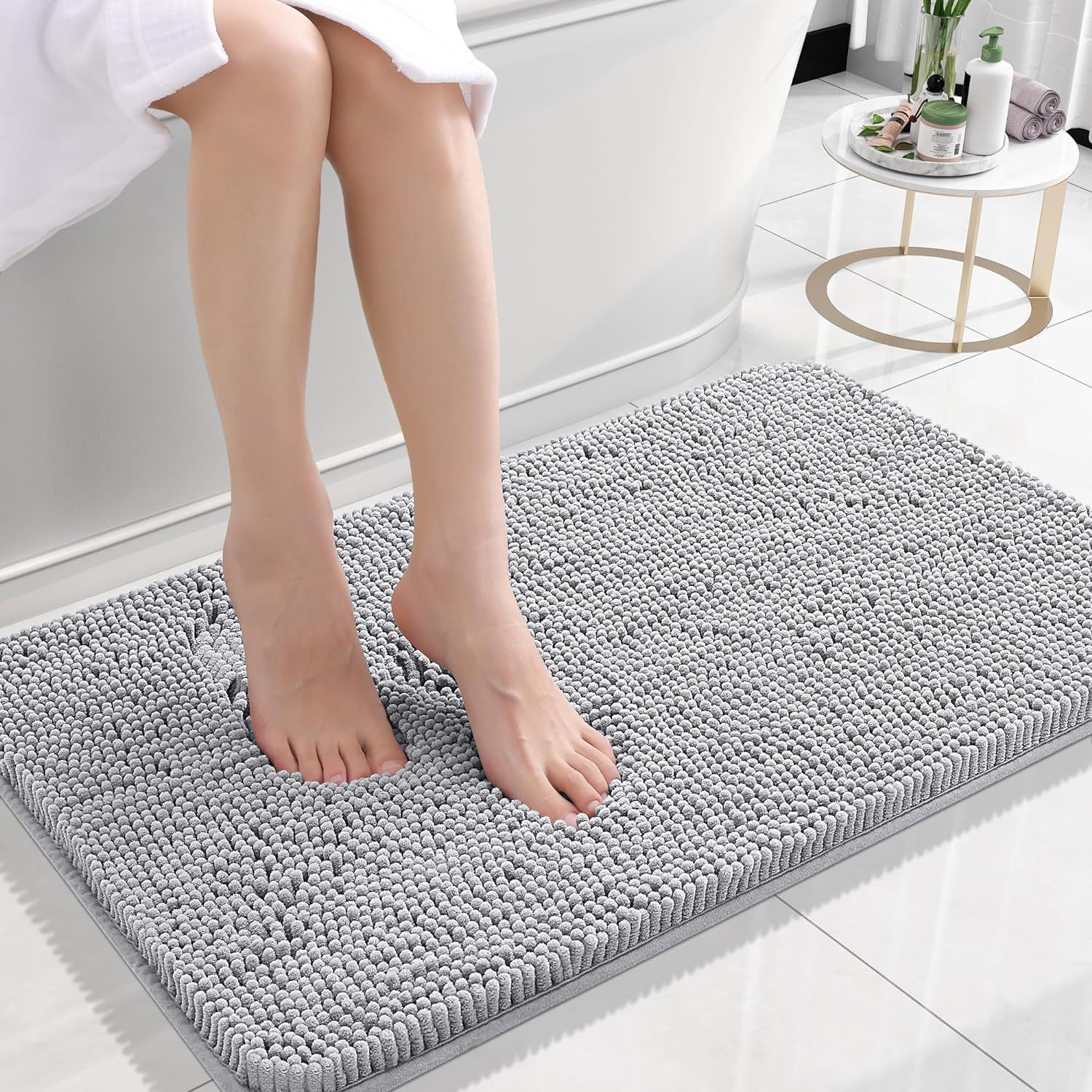 Long Wool Chenille Floor Mat Absorbent Carpet Plain Non-slip Bathroom Bedroom Pedal – product view 4
