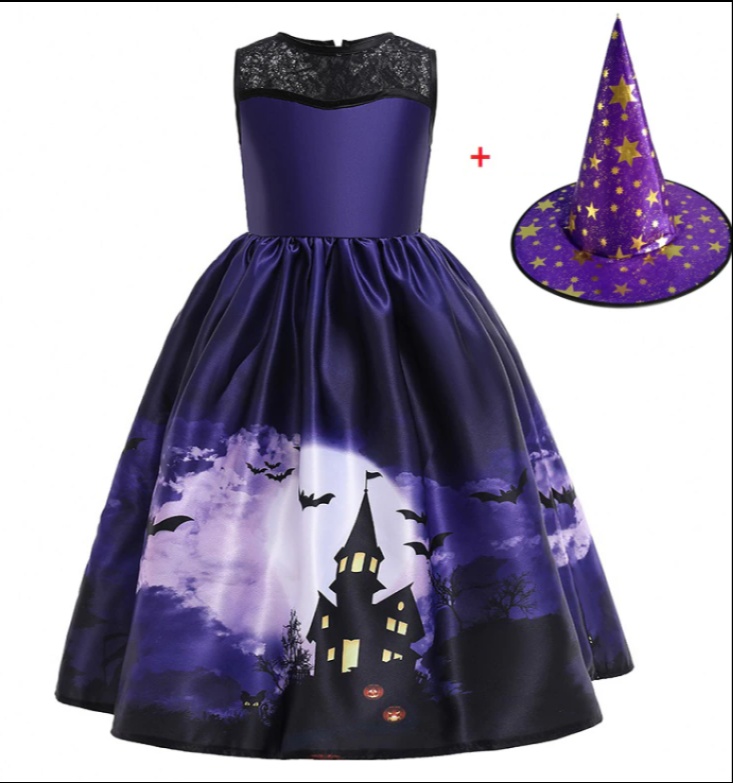 Halloween Princess Dress Halloween Printed Mesh – product view 2