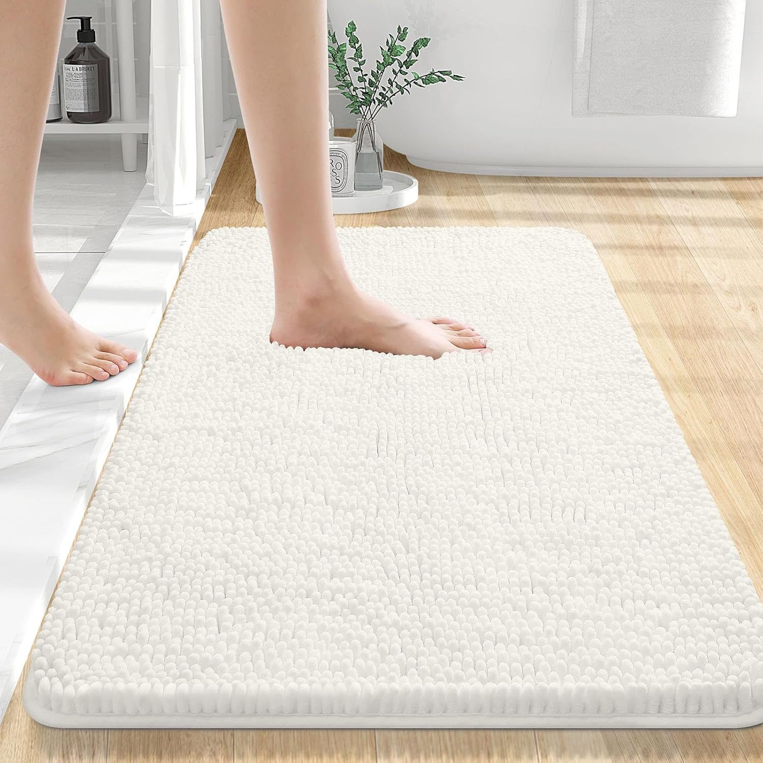 Long Wool Chenille Floor Mat Absorbent Carpet Plain Non-slip Bathroom Bedroom Pedal – product view 6