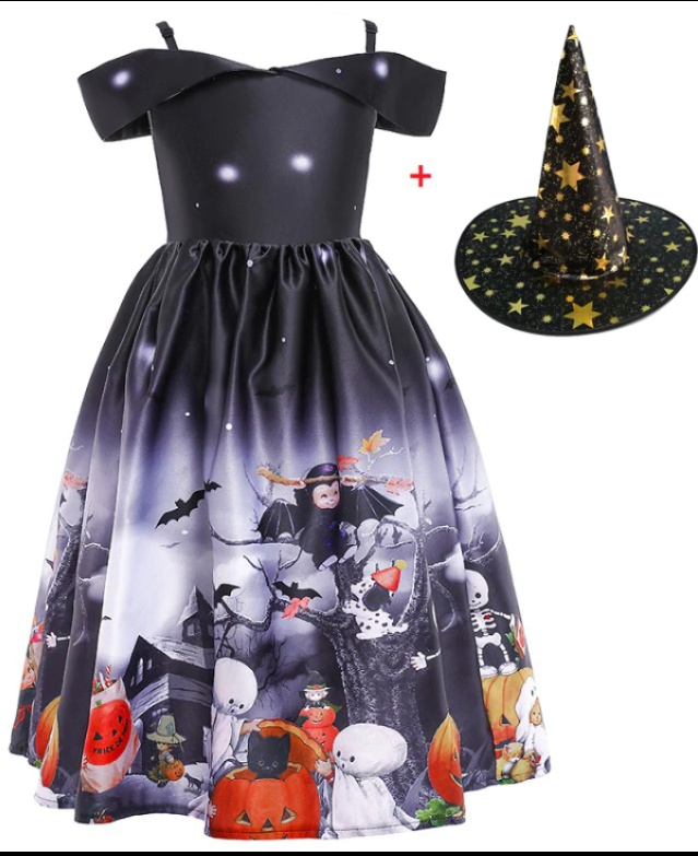 Halloween Princess Dress Halloween Printed Mesh – product view 4