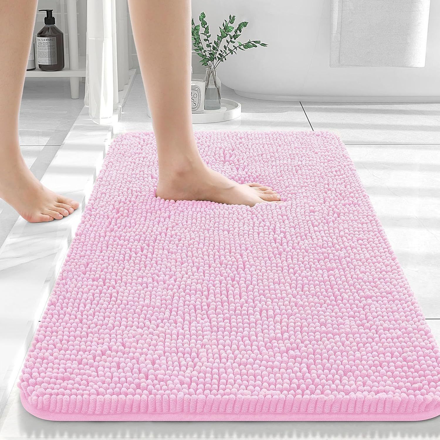 Long Wool Chenille Floor Mat Absorbent Carpet Plain Non-slip Bathroom Bedroom Pedal – product view 10