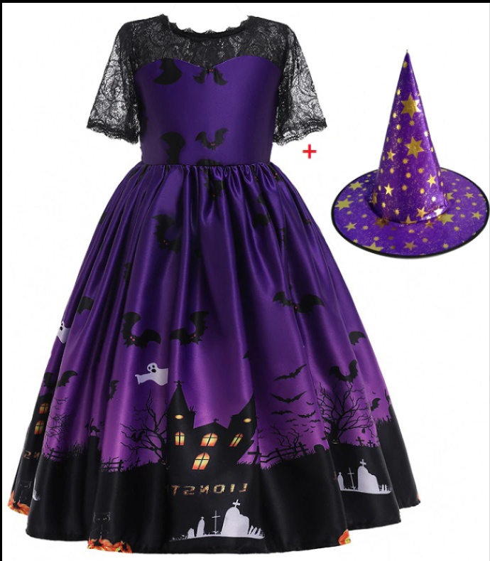 Halloween Princess Dress Halloween Printed Mesh – product view 3