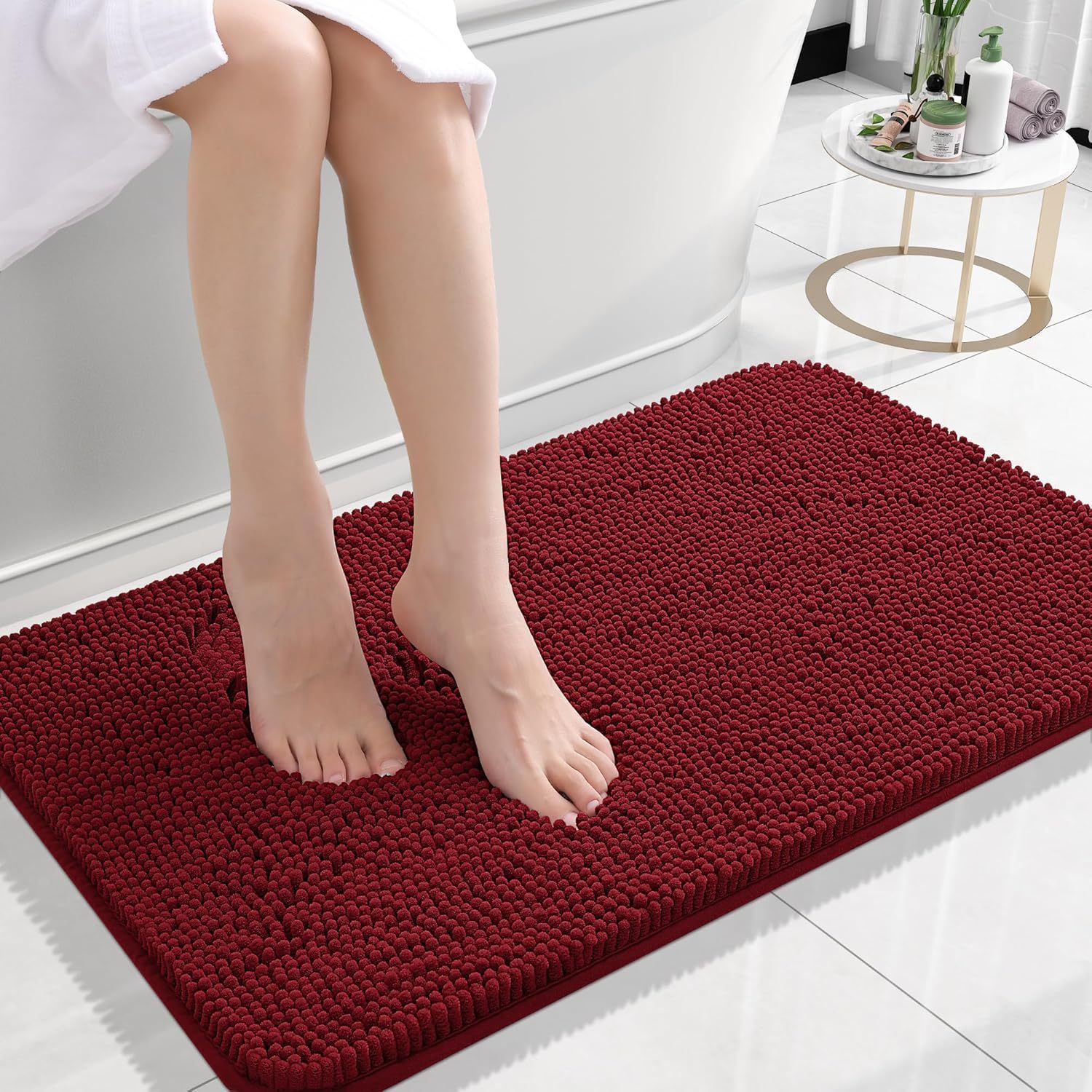 Long Wool Chenille Floor Mat Absorbent Carpet Plain Non-slip Bathroom Bedroom Pedal – product view 8