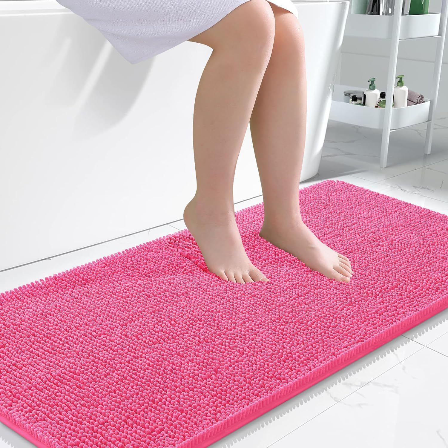 Long Wool Chenille Floor Mat Absorbent Carpet Plain Non-slip Bathroom Bedroom Pedal – product view 9